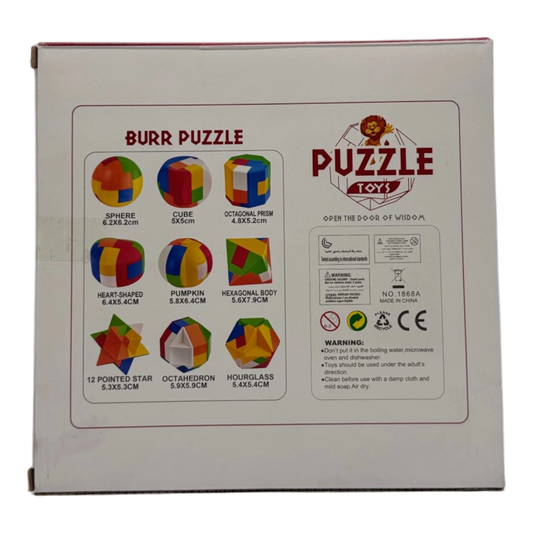 9-Piece 3D Brain Teaser Puzzle Set – Colorful Geometric Logic Toys for Kids