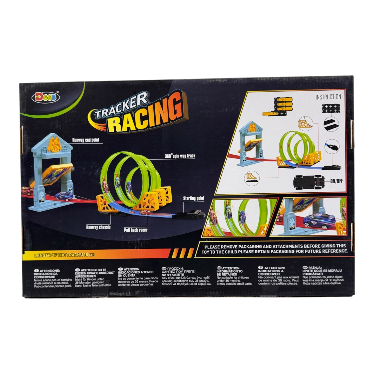 Tracker Racing Luminous Track Set – 360° Loop with Glow-in-the-Dark Stunt Cars