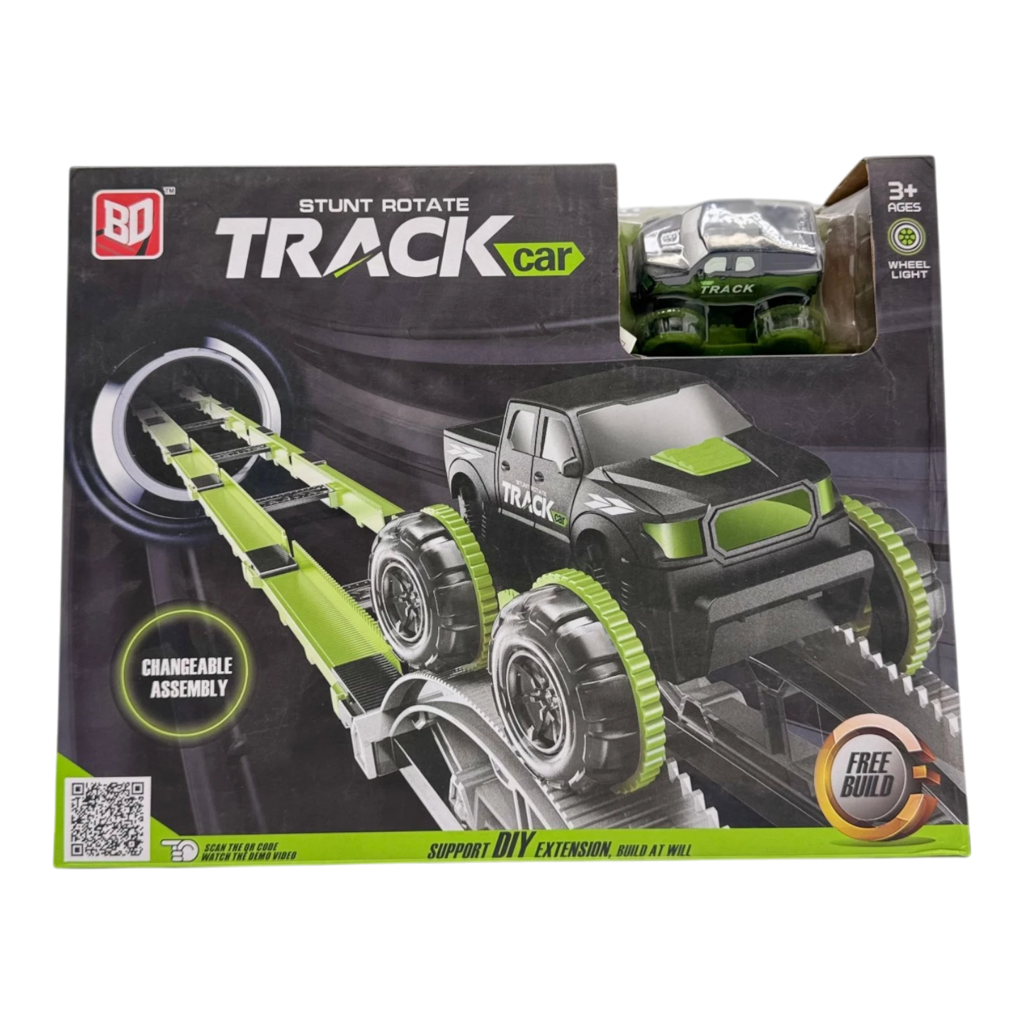 Stunt Rotate DIY Track Car Set – Gear-Wheel Climbing Truck with Changeable Assembly