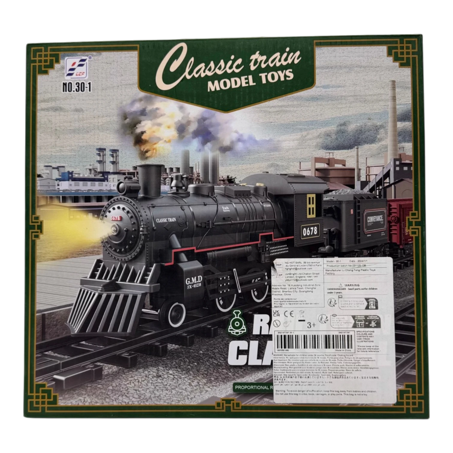 Classic Steam Train Model Set with Tracks – Battery Operated Locomotive Toy