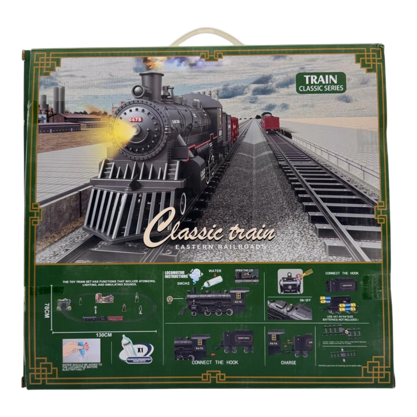 Classic Steam Train Model Set with Tracks – Battery Operated Locomotive Toy