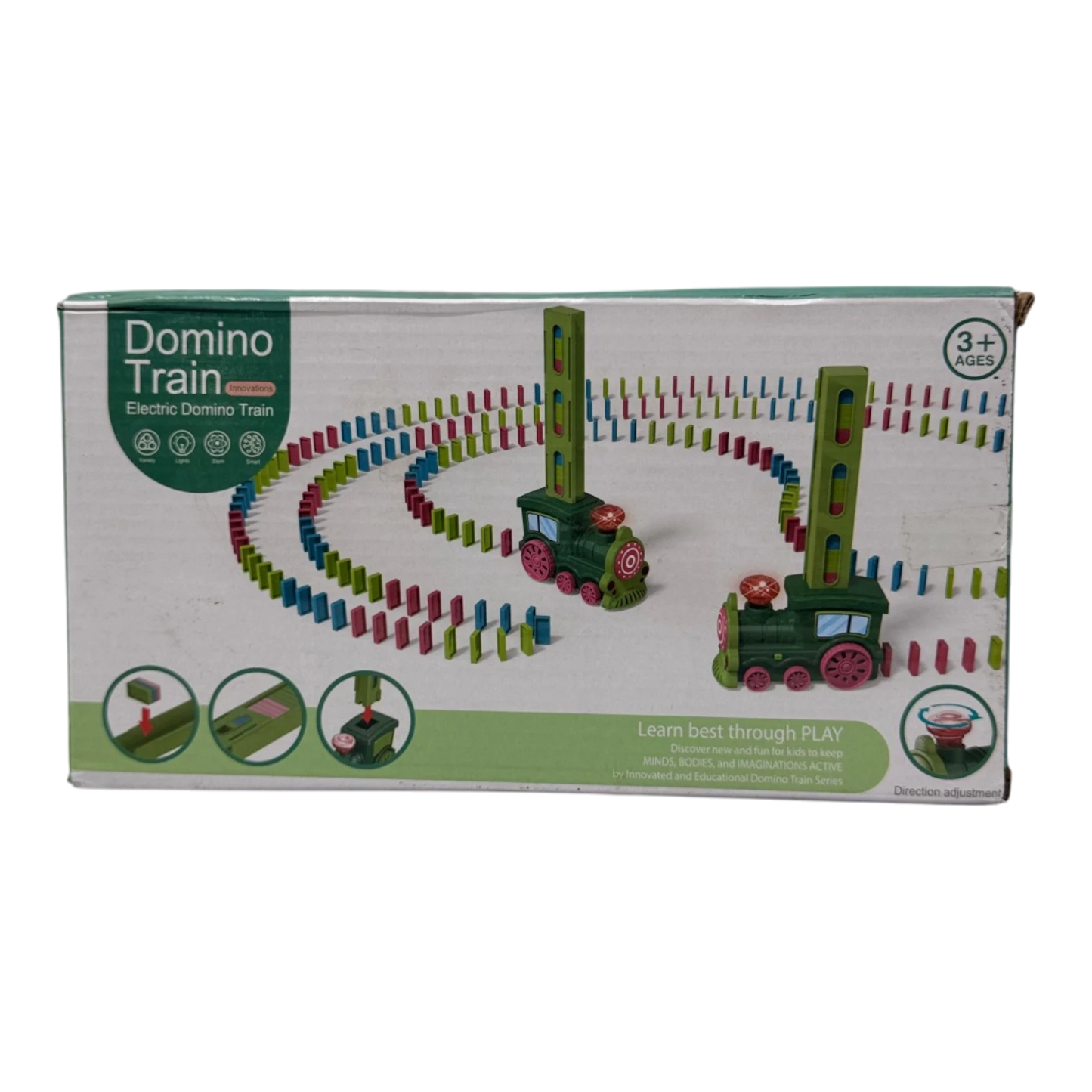Automatic Electric Domino Train Toy Set – Sound & Light Stacking Locomotive