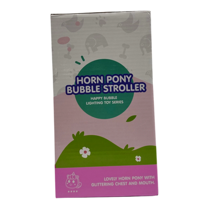 Horn Pony Light Bubble Stroller – Automatic Bubble Blower with LED Lights & Music