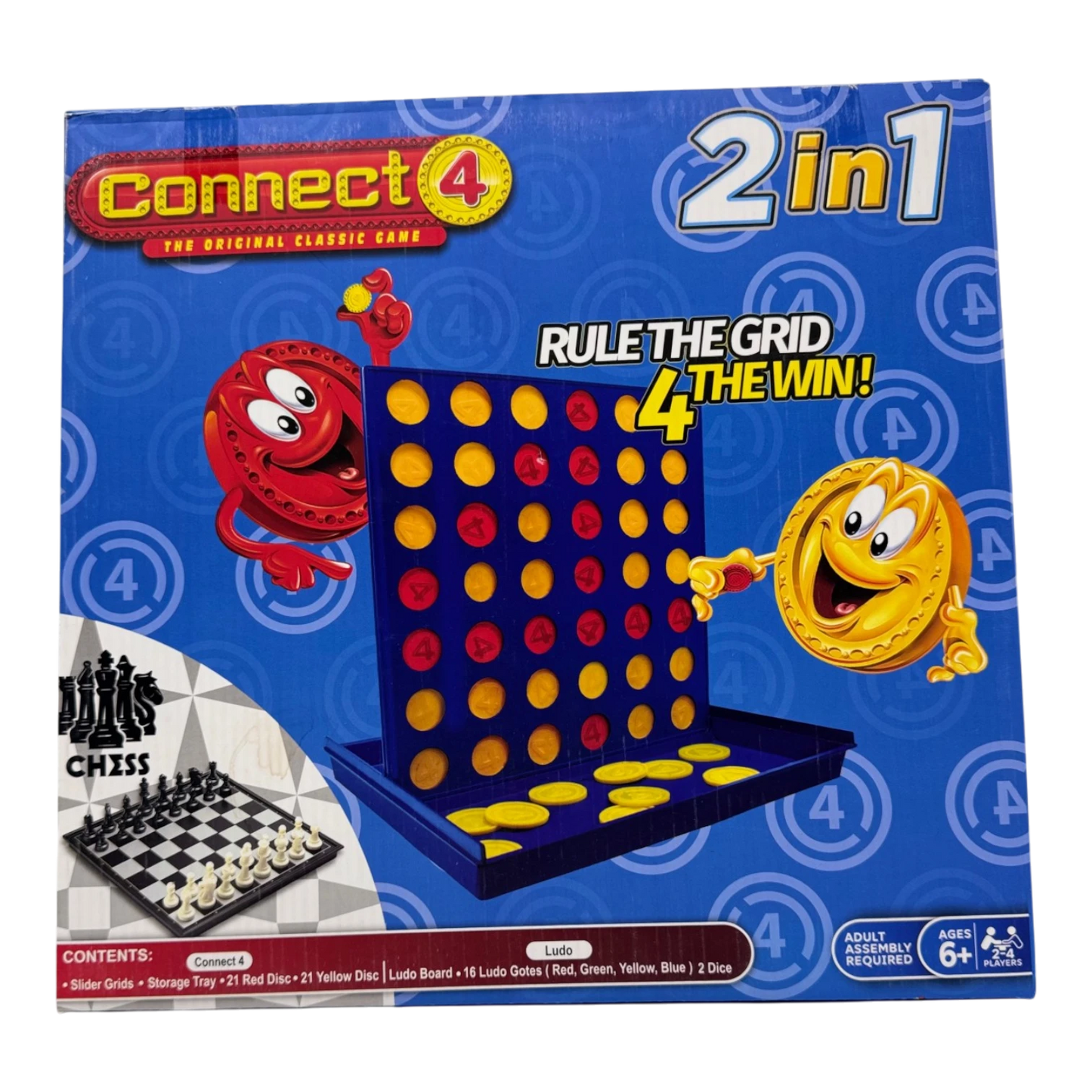 2-in-1 Classic Gameset – Connect 4 Grid & Ludo Board Game Strategy Kit