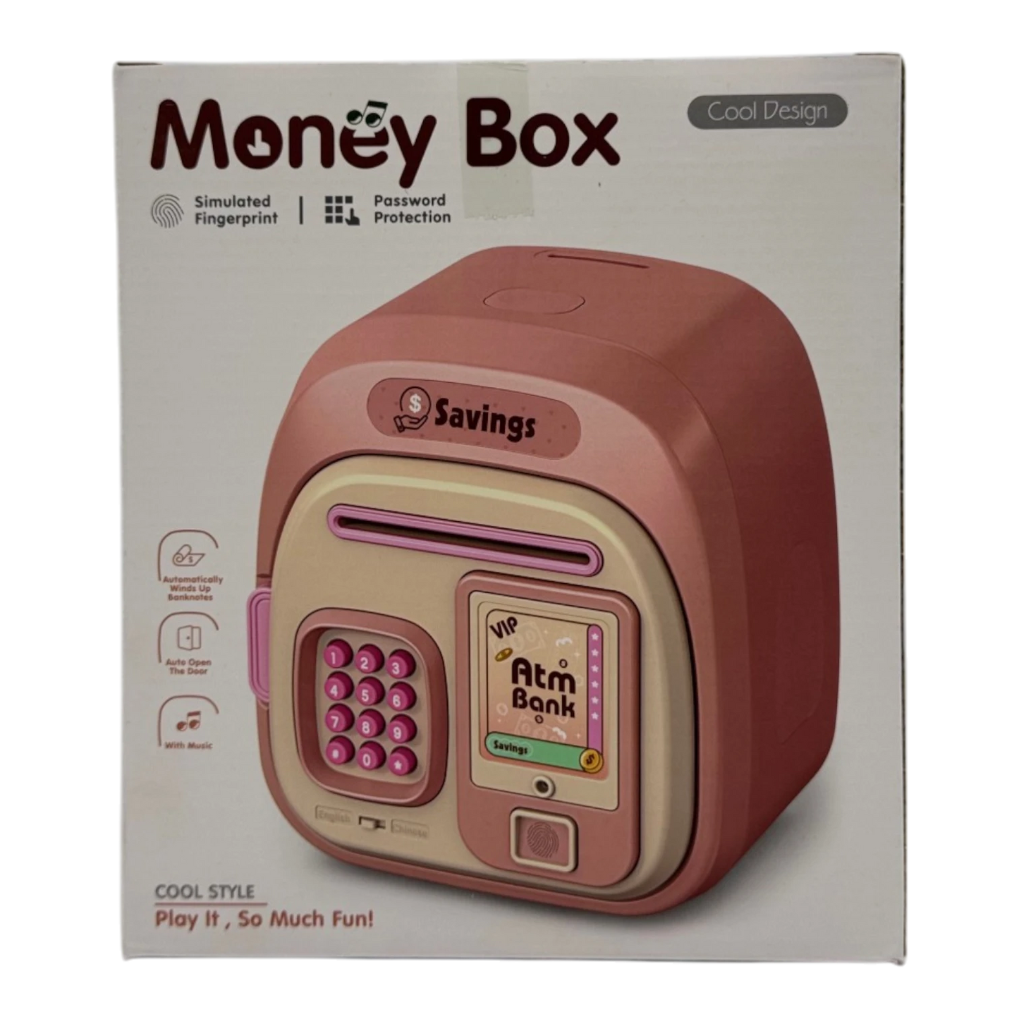 Smart Electronic Money Box with Simulated Fingerprint & Auto-Winding Banknote Slot