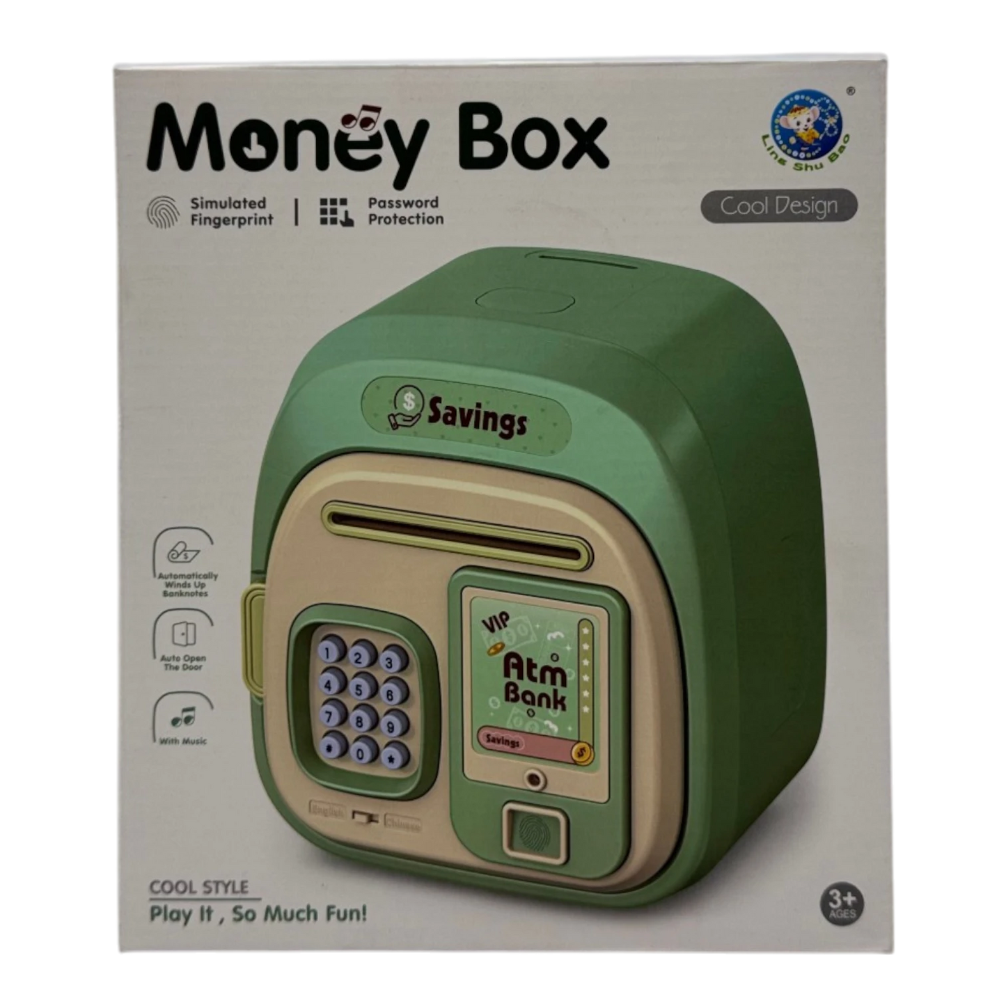 Smart Electronic Money Box with Simulated Fingerprint & Auto-Winding Banknote Slot