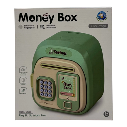 Smart Electronic Money Box with Simulated Fingerprint & Auto-Winding Banknote Slot