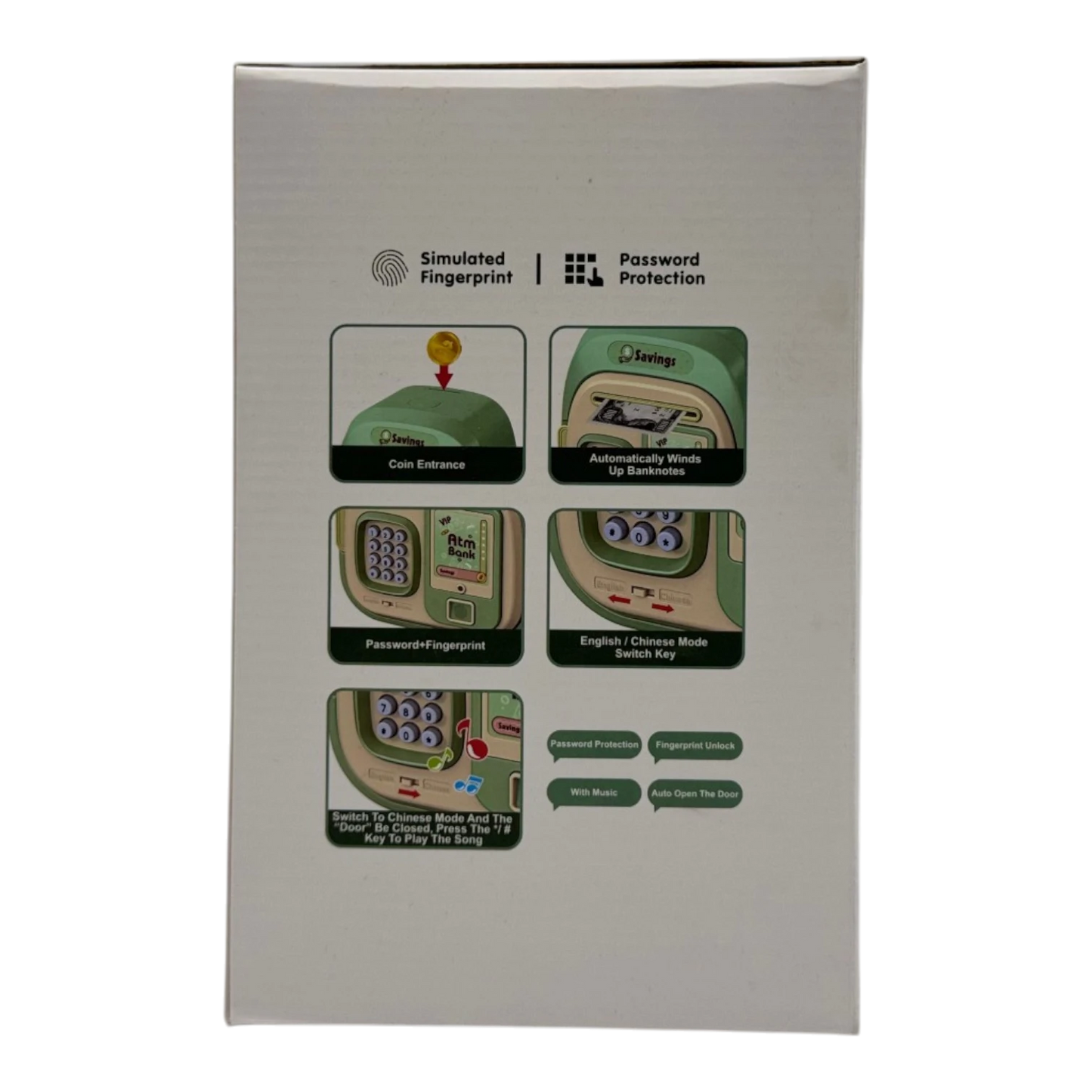 Smart Electronic Money Box with Simulated Fingerprint & Auto-Winding Banknote Slot