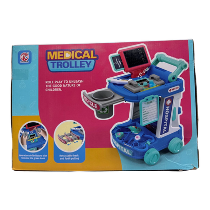 Interactive Medical Trolley Playset – Rolling Doctor Cart with Defibrillator & Accessories
