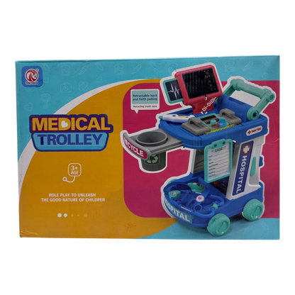 Interactive Medical Trolley Playset – Rolling Doctor Cart with Defibrillator & Accessories