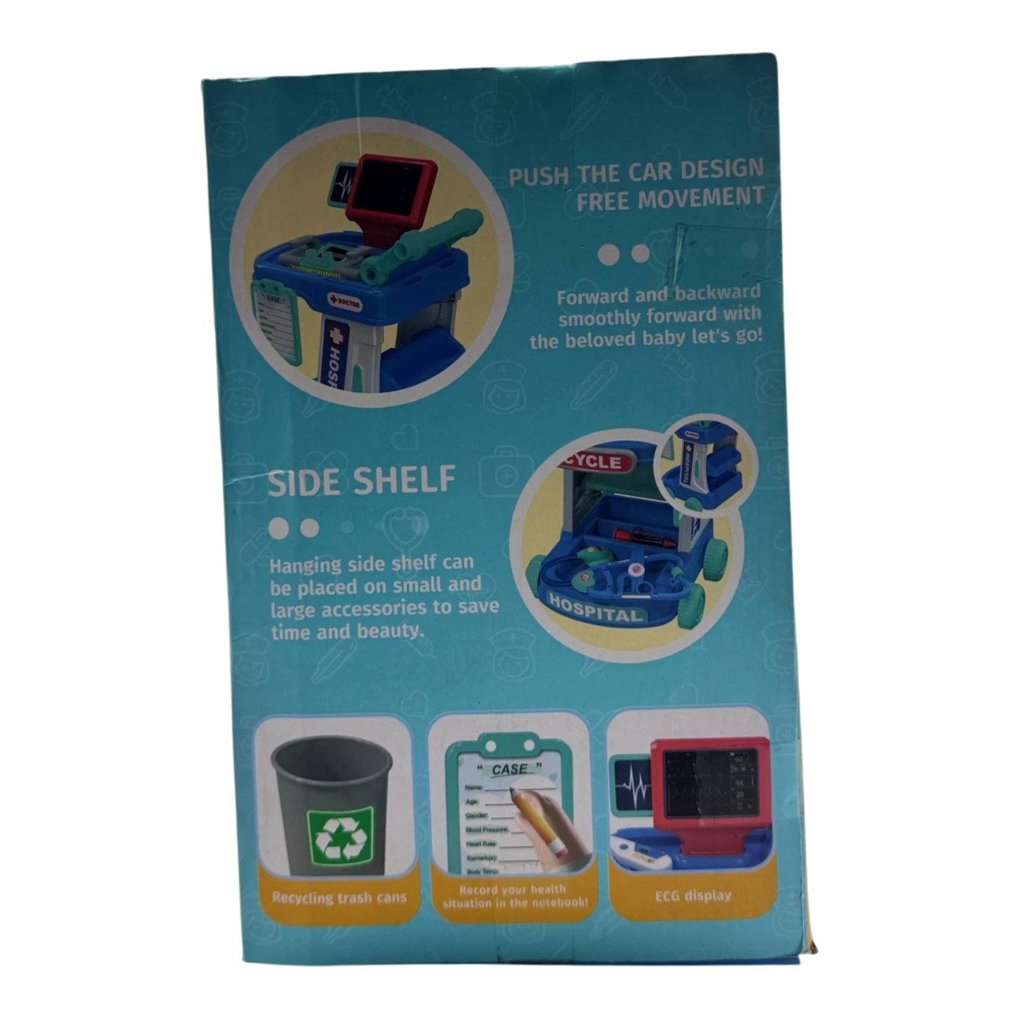 Interactive Medical Trolley Playset – Rolling Doctor Cart with Defibrillator & Accessories