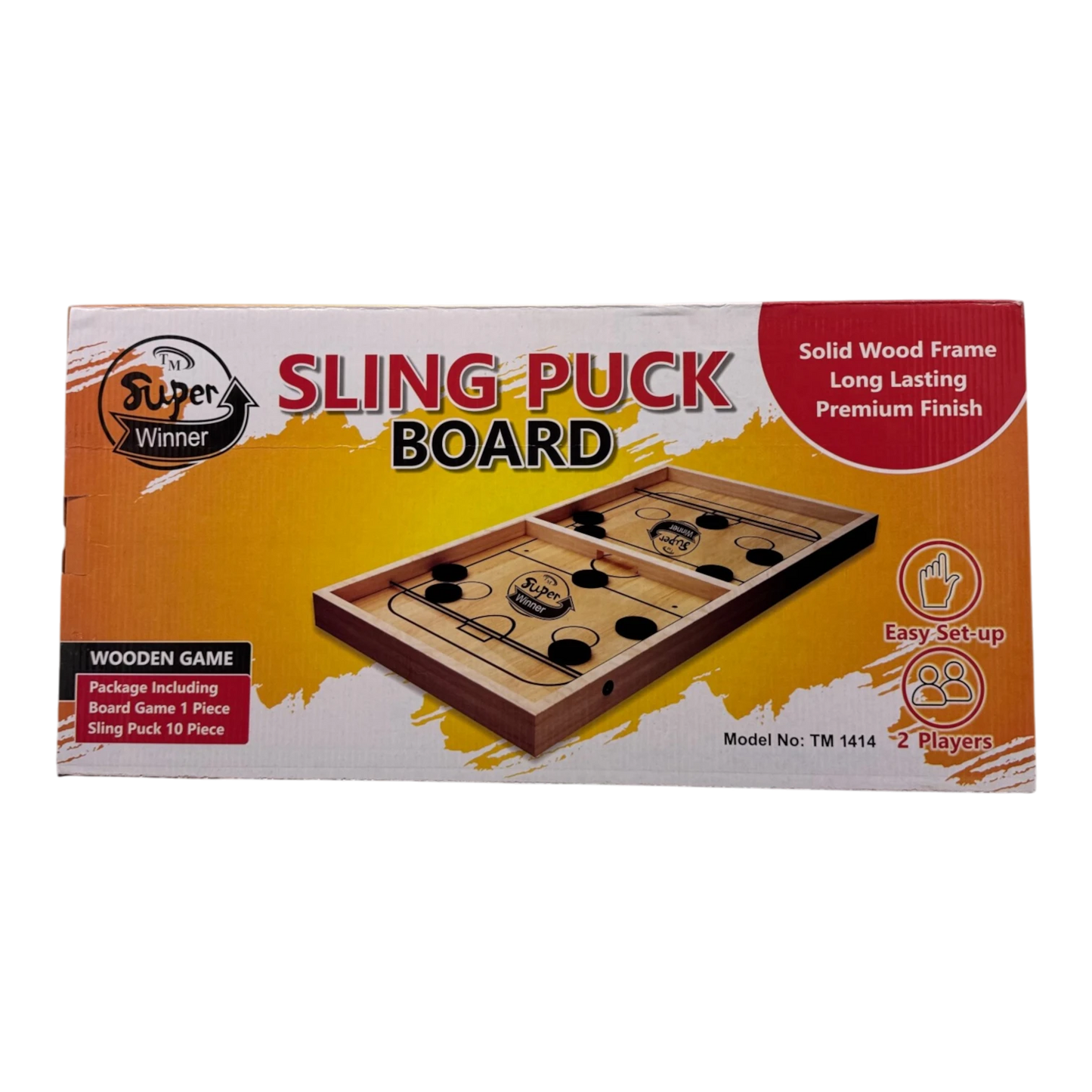 Super Winner Sling Puck Board Game – Fast-Paced Wooden Tabletop Sling Game for All Ages