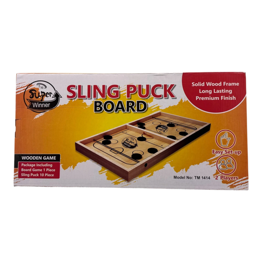 Super Winner Sling Puck Board Game – Fast-Paced Wooden Tabletop Sling Game for All Ages