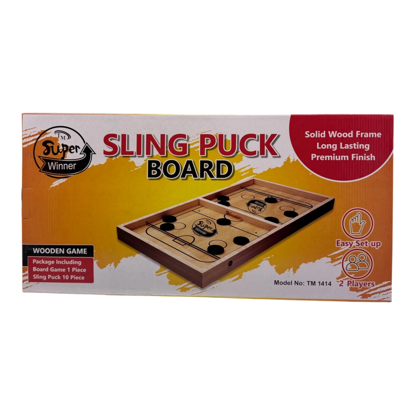 Super Winner Sling Puck Board Game – Fast-Paced Wooden Tabletop Sling Game for All Ages