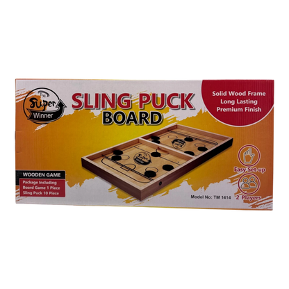 Super Winner Sling Puck Board Game – Fast-Paced Wooden Tabletop Sling Game for All Ages