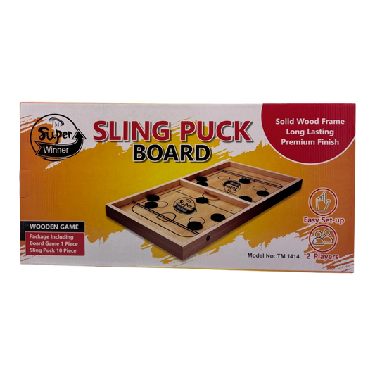 Super Winner Sling Puck Board Game – Fast-Paced Wooden Tabletop Sling Game for All Ages