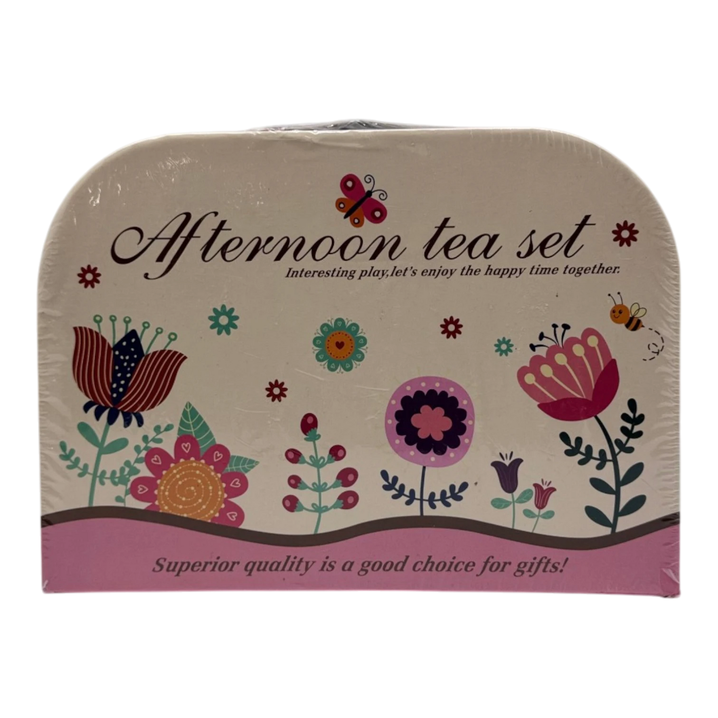 Kids Afternoon Tea Party Playset – 15-Piece Tin Tea Set with Carrying Case