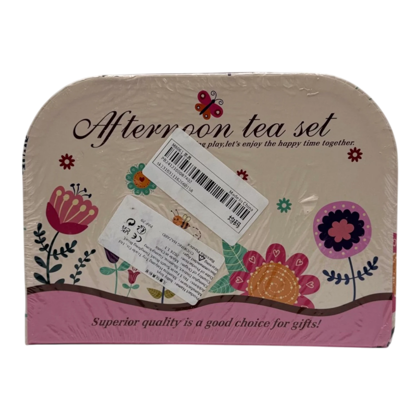 Kids Afternoon Tea Party Playset – 15-Piece Tin Tea Set with Carrying Case
