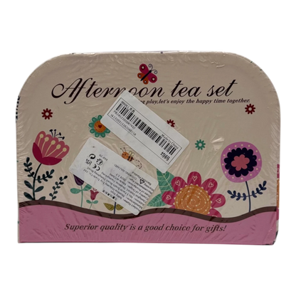 Kids Afternoon Tea Party Playset – 15-Piece Tin Tea Set with Carrying Case