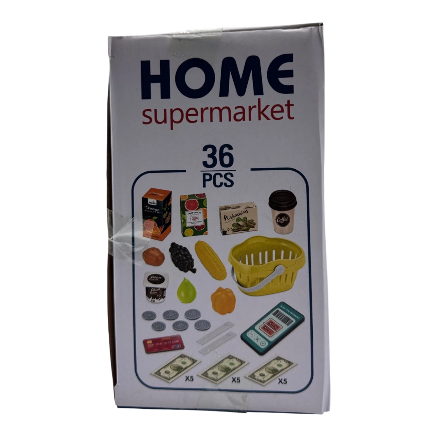 Home Supermarket 36-Piece Cash Register Playset – Interactive Grocery Toy with Scanner & Play Money