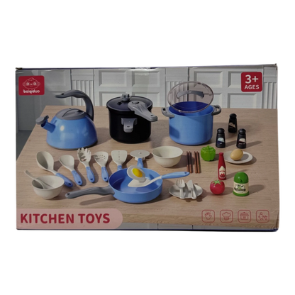 Beiqiduo Kids Kitchen Cookware Set – Realistic Pots, Pans, and Pretend Play Cooking Utensils