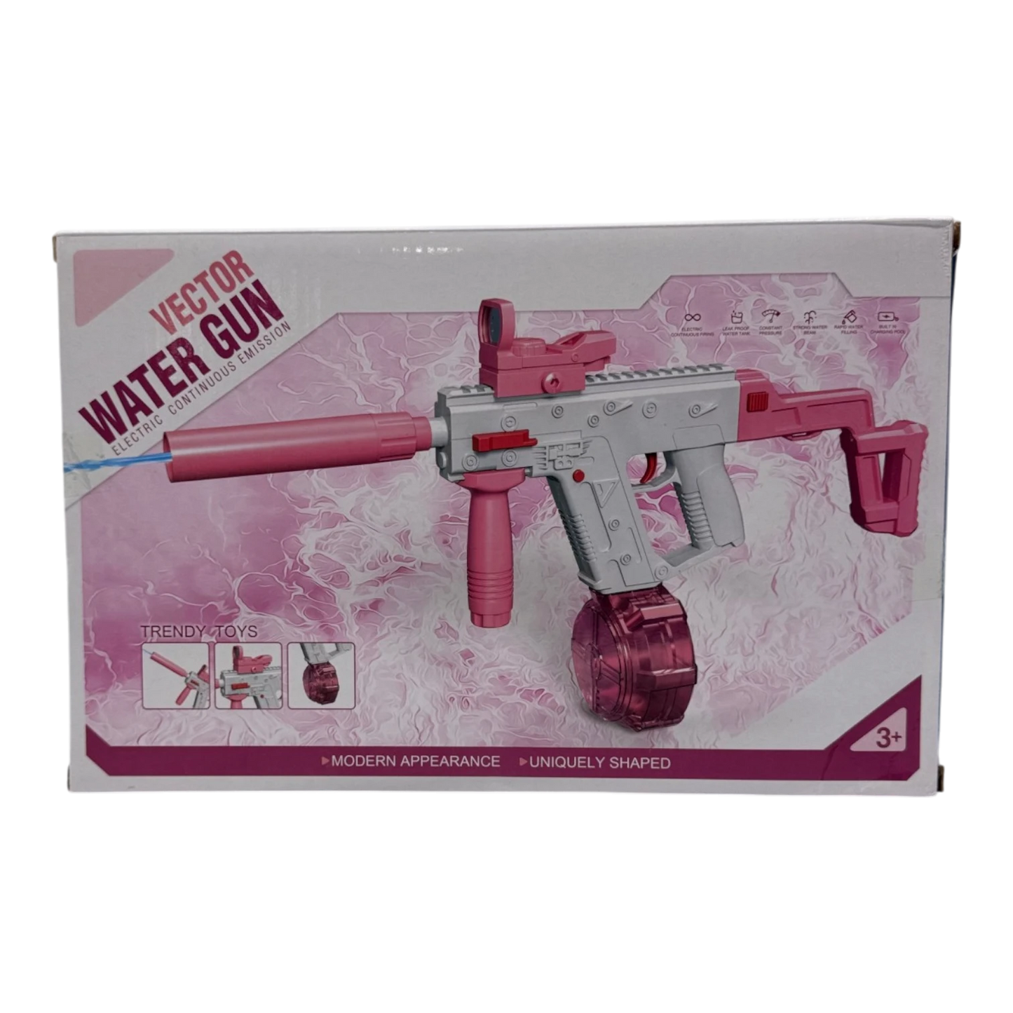 Vector Submachine-Style Electric Water Gun – Automatic Continuous Emission Blaster with Drum Tank