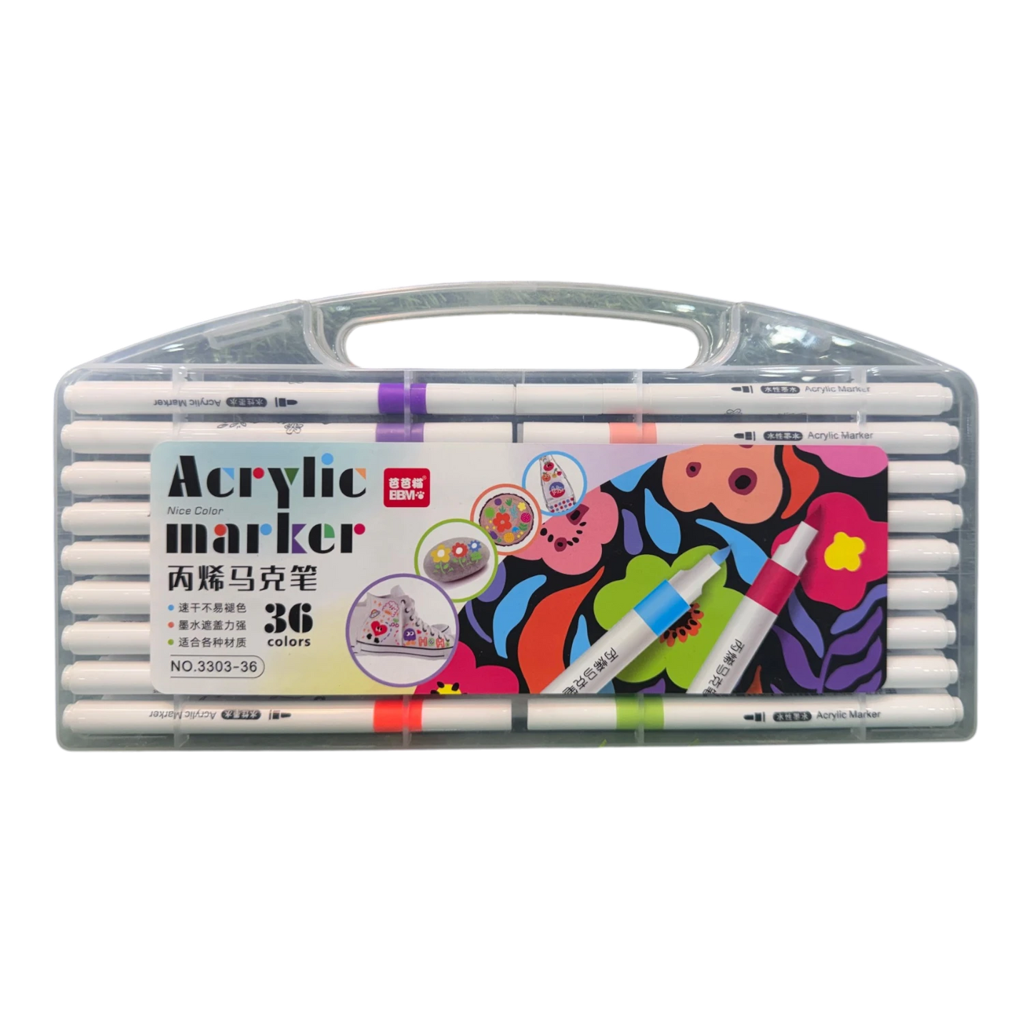 BBM 36-Piece Premium Acrylic Paint Marker Pens Set – Quick-Drying Waterproof Markers for Multi-Surface Arts & Crafts