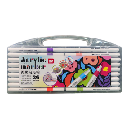 BBM 36-Piece Premium Acrylic Paint Marker Pens Set – Quick-Drying Waterproof Markers for Multi-Surface Arts & Crafts