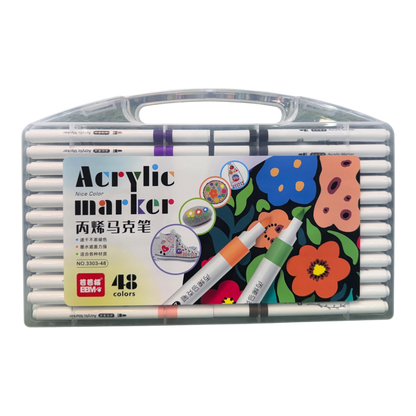 BBM 48-Piece Premium Acrylic Paint Marker Pens Set – Quick-Drying Waterproof Markers for Multi-Surface Arts & Crafts