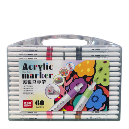 BBM 60-Piece Ultimate Acrylic Paint Marker Pens Set – Quick-Drying Waterproof Markers for Multi-Surface Arts & Crafts