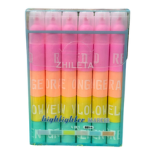 ZHILETA 12-Piece 4-in-1 Stackable Neon Highlighter Markers Set – Multi-Color Combination Chisel Tip Highlighters for School, Office & Bullet Journaling