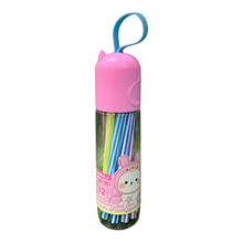 Weibo 12-Piece Washable Color Pen Set – Non-Toxic Fine Tip Sketching Markers in a Cute Bunny Storage Bottle with Carry Strap