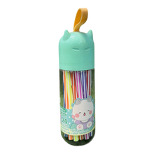 Weibo 24-Piece Washable Color Pen Set – Non-Toxic Fine Tip Sketching Markers in a Cute Kitty Storage Bottle with Carry Strap