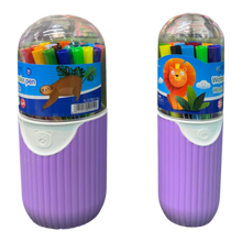Yalong 18/36-Piece Watercolor Washable Pen Set – Non-Toxic Fine Tip Markers in a Cute Animal Capsule Stand-Up Case