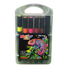 Yalong 12-Piece Jumbo Marker Set – High-Quality Water-Based Bright Color Markers with Soft Hair Tips in a Portable Carrying Case