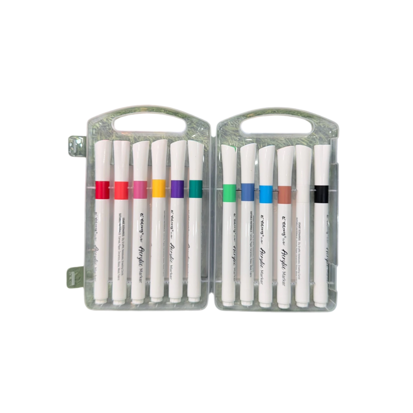 Yalong 12-Piece Premium Acrylic Paint Marker Set – Quick-Drying Waterproof Multi-Surface Markers with Portable Hard Carry Case