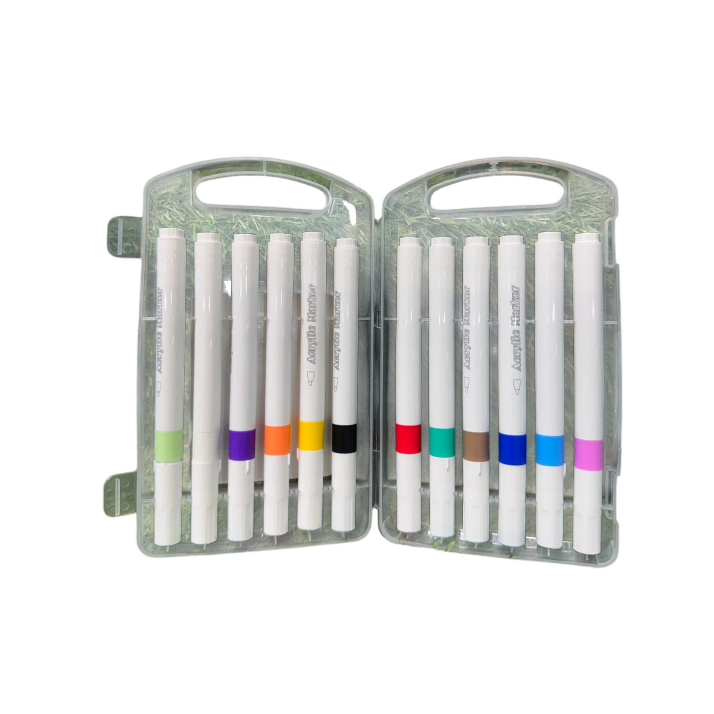 Weibo 12-Piece Premium Acrylic Paint Marker Set – Water-Based Waterproof Multi-Surface Markers with Portable Hard Carrying Case