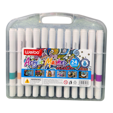 Weibo 24-Piece Premium Acrylic Paint Marker Set – Water-Based Waterproof Multi-Surface Markers with Portable Hard Carrying Case