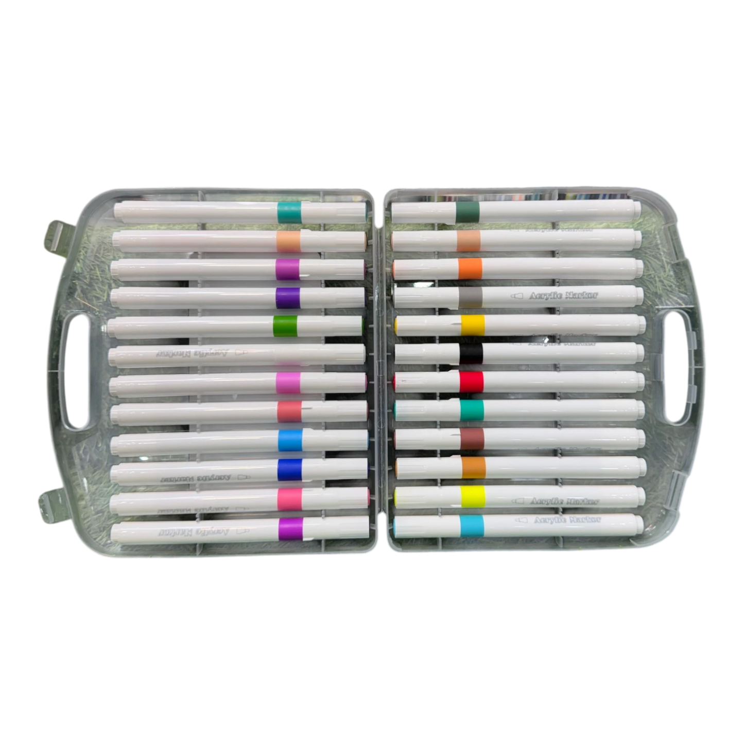 Weibo 24-Piece Premium Acrylic Paint Marker Set – Water-Based Waterproof Multi-Surface Markers with Portable Hard Carrying Case