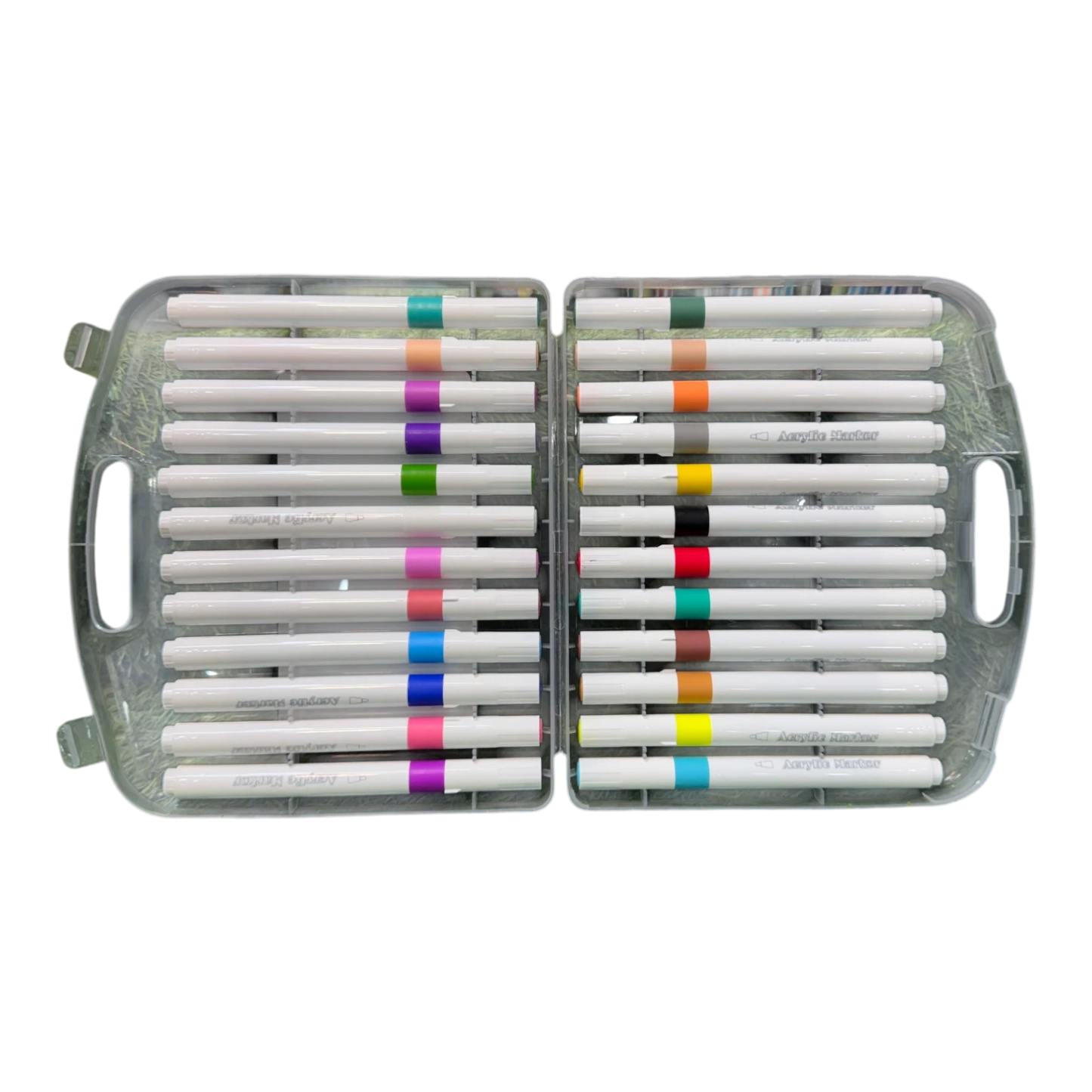 Weibo 24-Piece Premium Acrylic Paint Marker Set – Water-Based Waterproof Multi-Surface Markers with Portable Hard Carrying Case