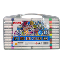 Weibo 48-Piece Premium Acrylic Paint Marker Set – Water-Based Waterproof Multi-Surface Markers with Portable Hard Carrying Case