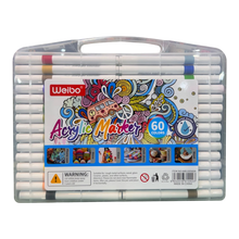Weibo 60-Piece Premium Acrylic Paint Marker Set – Water-Based Waterproof Multi-Surface Markers with Portable Hard Carrying Case