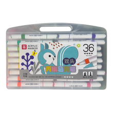 Dual-Tip 36-Piece Acrylic Paint Marker Set – Opaque Waterproof Multi-Surface Paint Pens with Portable Squirrel Hard Carrying Case