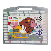 Dual-Tip 48-Piece Acrylic Paint Marker Set – Opaque Waterproof Multi-Surface Paint Pens with Portable Lion Hard Carrying Case