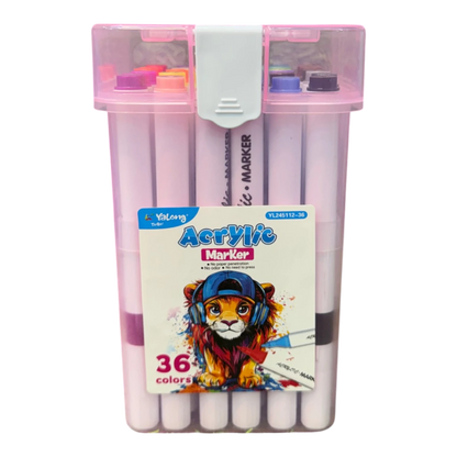 Yalong Acrylic Marker Pens Box Pack - 36 Pieces