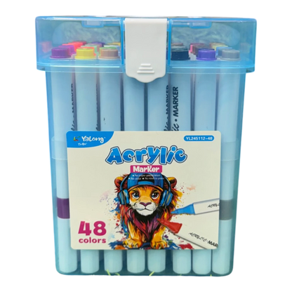 Yalong Acrylic Marker Pens Box Pack - 48 Pieces