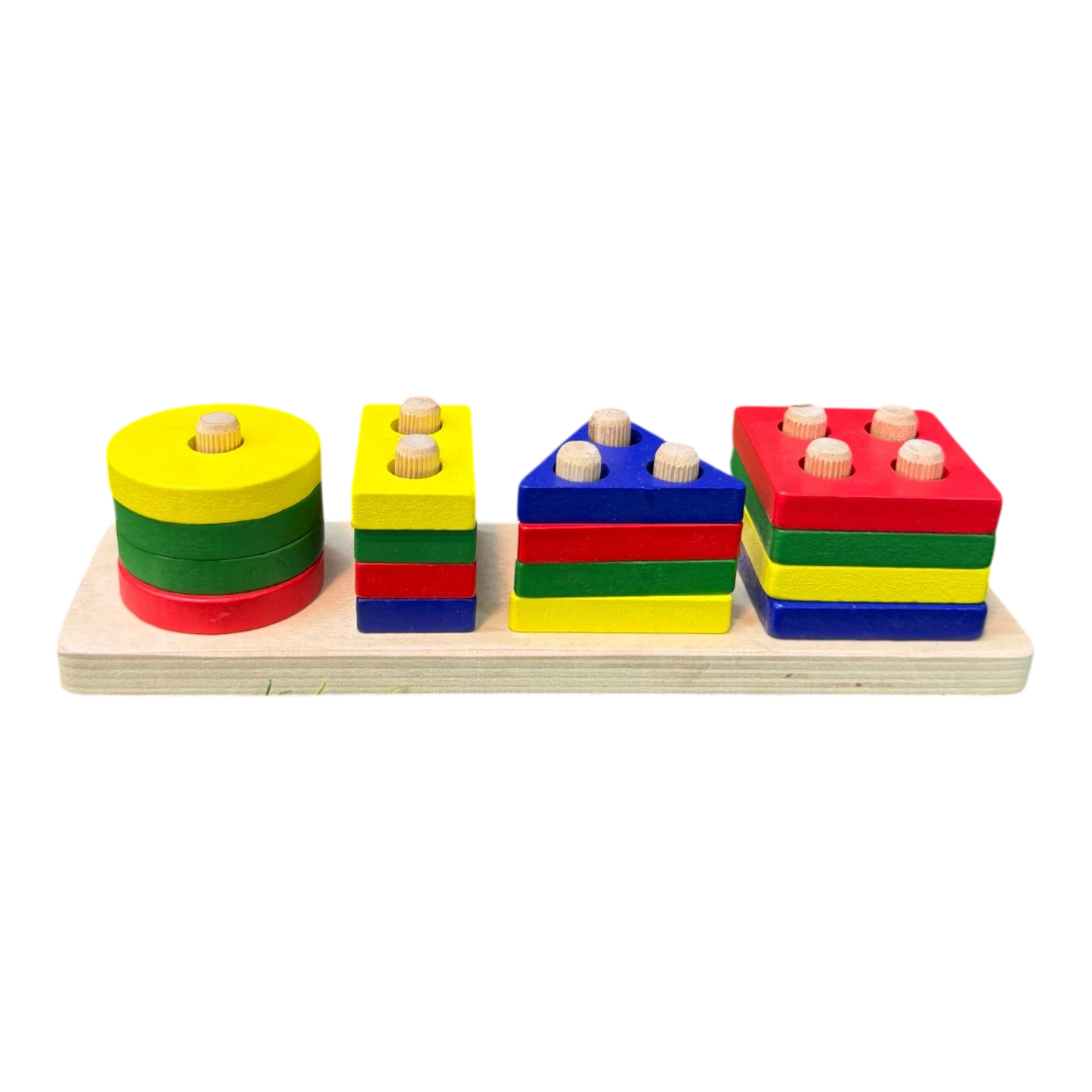 Educational Wooden Geometric Shape Sorter and Stacker Toy