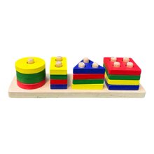 Educational Wooden Geometric Shape Sorter and Stacker Toy