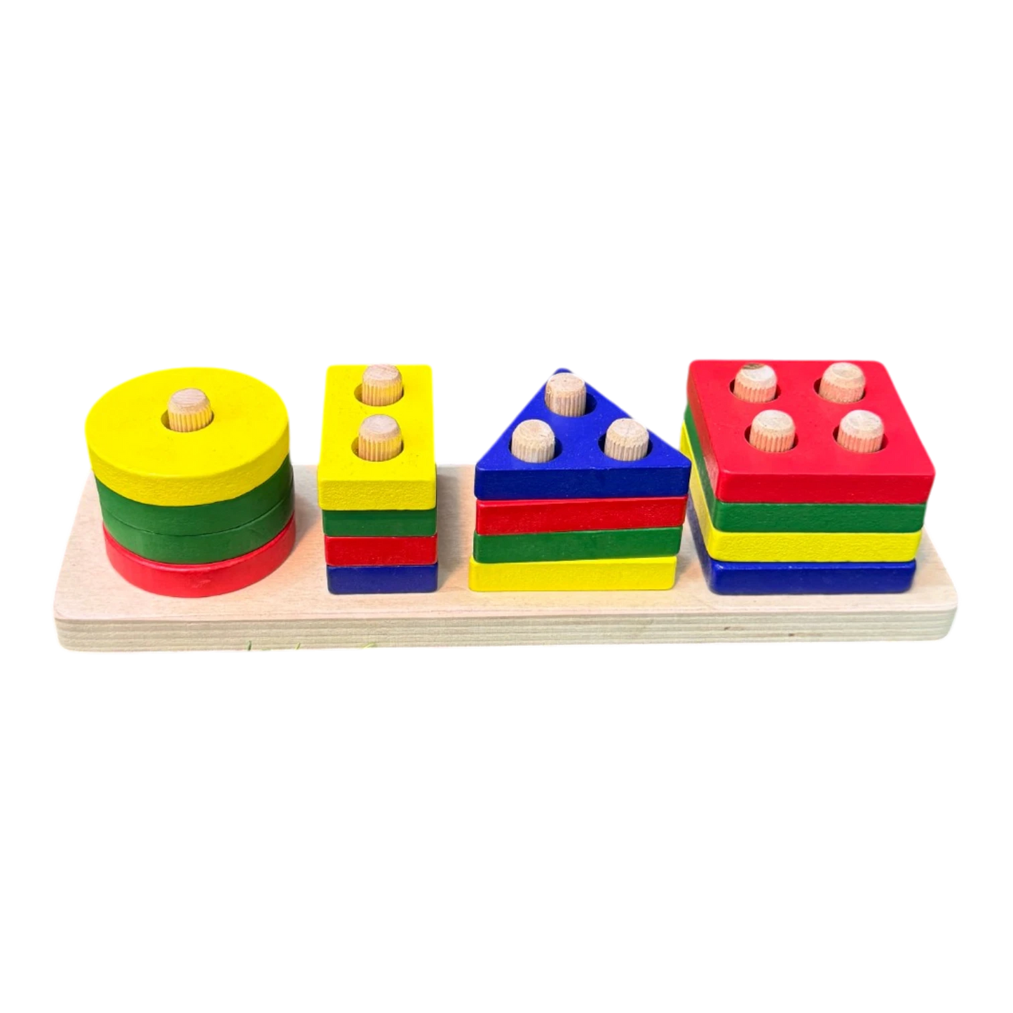 Educational Wooden Geometric Shape Sorter and Stacker Toy