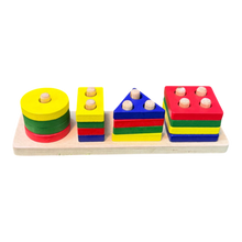 Educational Wooden Geometric Shape Sorter and Stacker Toy
